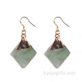 Incroyable arc-en-ciel naturel brut Fluorite boucles d’oreilles pendantes